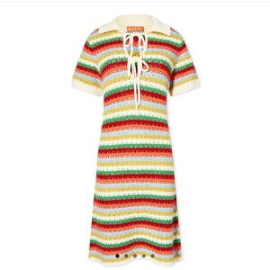 KITRI RIDLEY MULTI STRIPED CROCHET KNIT
MINI DRESS